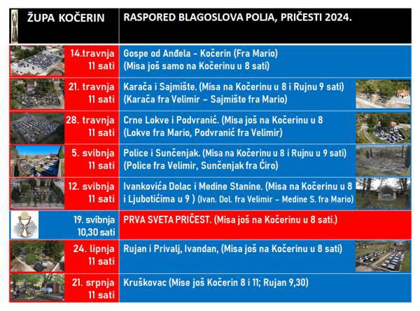 RASPORED BLAGOSLOVA POLJA 2024.